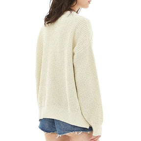 ZhiKnit Cardigan Sweaters for Women 100% Cotton Button-Down Long Sleeve Oversized Knit Outerwear