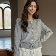 ZhiKnit Womens Fall Button Down Cardigans Chunky Knit Ruffle Open Front Cropped Cardigan Sweaters Soft Long Sleeve Tops