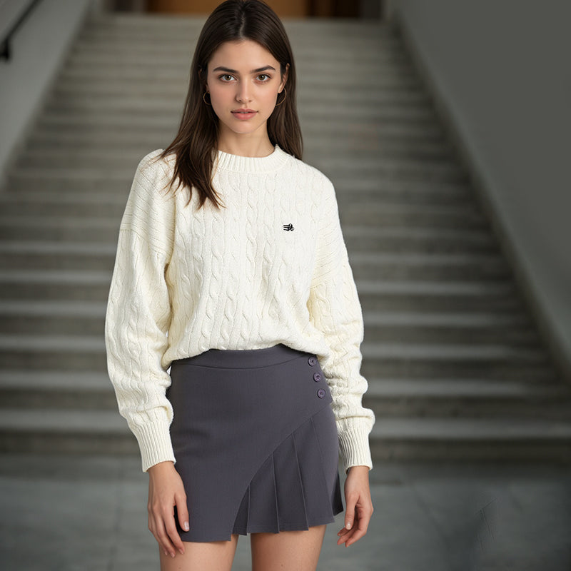 Ladies' Round-neck Embroidered Sweater CrewNeck