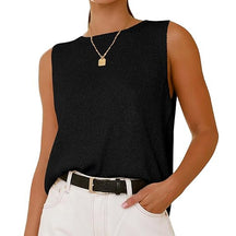 ZhiKnit Women's Sleeveless Sweater Vest 2025 Summer Crew Neck Ribbed Knit Lightweight Pullover Casual Loose Fit Tank Tops