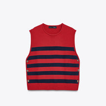 ZhiKnit Women's Round Neck Sleeveless Pullover Ribbed Knit Sweater Vest Top