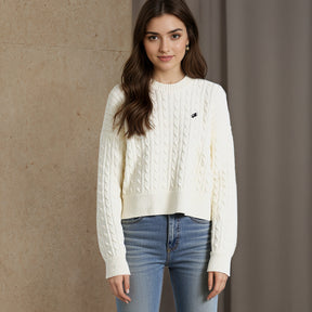 Ladies' Round-neck Embroidered Sweater CrewNeck