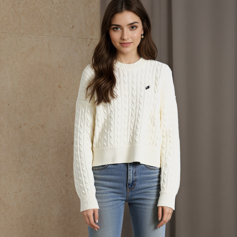 Ladies' Round-neck Embroidered Sweater CrewNeck