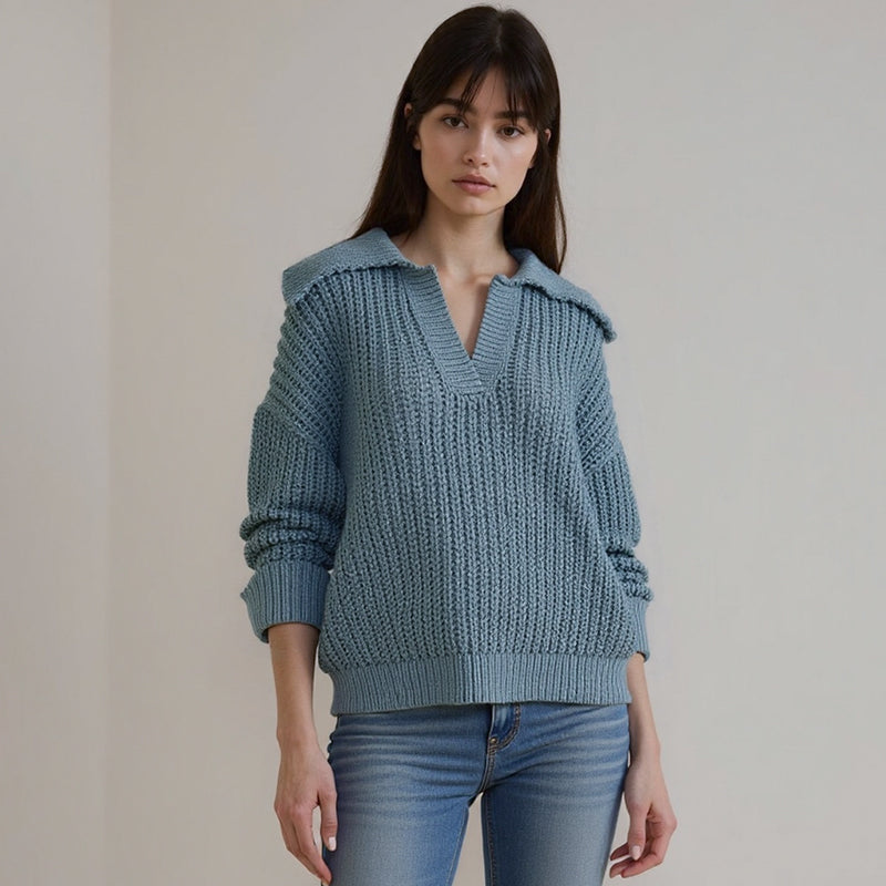 ZhiKnit Women Overized Puff Long Sleeve V Neck Knitted Polo Pullover Sweater Jumper Tops sweater sweaters for women