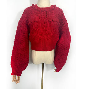 ZhiKnit Womens Turtleneck Sweater Heart Pom Pom Pullover Sweaters Long Sleeve Loose Chunky Knit Sweater Tops