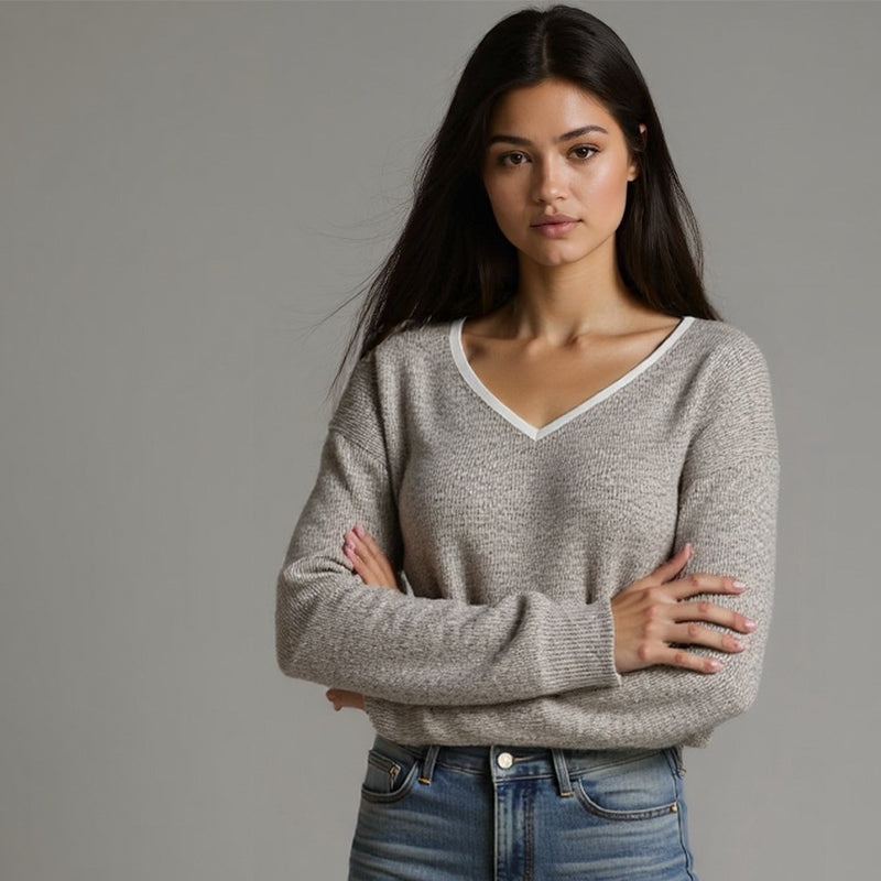 ZhiKnit Womens Sweaters Dressy Casual Long Sleeve V Neck Lightweight Ribbed Knit Wool Pullover Jumper Top