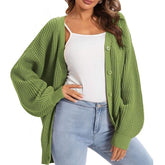 ZhiKnit Cardigan Sweaters for Women 100% Cotton Button-Down Long Sleeve Oversized Knit Outerwear