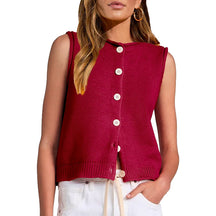 ZhiKnit Womens Casual Crew Neck Sleeveless Sweater Vests 2025 Fall Button Down Ribbed Knit Tank Tops Loose Trendy Cardigans