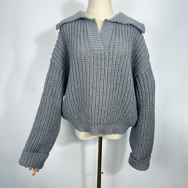 ZhiKnit Women Overized Puff Long Sleeve V Neck Knitted Polo Pullover Sweater Jumper Tops sweater sweaters for women