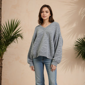 ZhiKnit Women’s V Neck Sweaters Long Sleeve Ribbed Soft Knit Pullover Cozy Lightweight Casual Tops