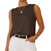 ZhiKnit Women's Sleeveless Sweater Vest 2025 Summer Crew Neck Ribbed Knit Lightweight Pullover Casual Loose Fit Tank Tops