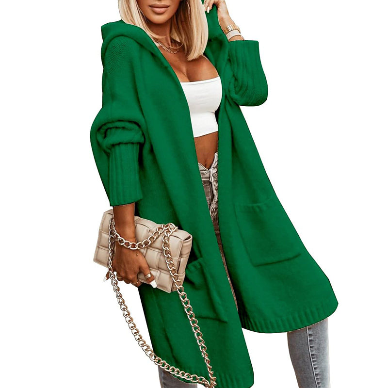 ZhiKnit Womens Long Cardigans Cable Knitted Open Front Oversized Hooded Outerwear Sweater Coat