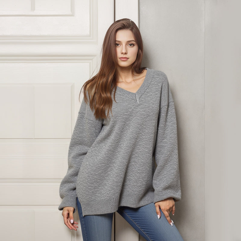 ZhiKnit Women’s V Neck Sweaters Long Sleeve Ribbed Soft Knit Pullover Cozy Lightweight Casual Tops