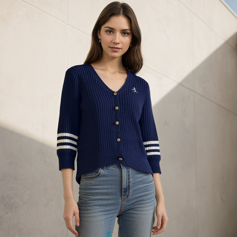 ZhiKnit American retro short fitted knitted cardigan for women, suitable for autumn and winter as an inner layer or base layer top sweater