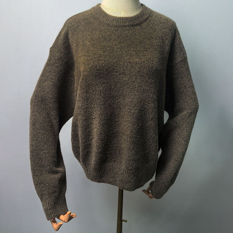 Thick round neck loose fitting head CrewNeck crewneck sweatshirts women crewneck sweater