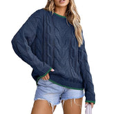 ZhiKnit Sweaters for Women Trendy Crewneck Long Sleeve Color Block Sweater Tops Fall 2025 Chunky Cable Knit Pullover Sweaters