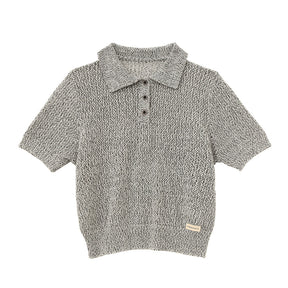 ZhiKnit  Women's Solid Casual Loose Simple Office Pullover Short Sleeve Knit Lapel Tops