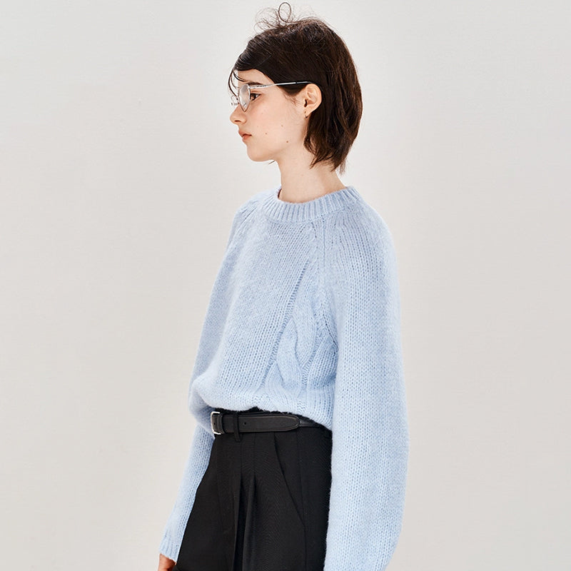 ZhiKnit Wool asymmetrical cable-knit sweater with a plush feel