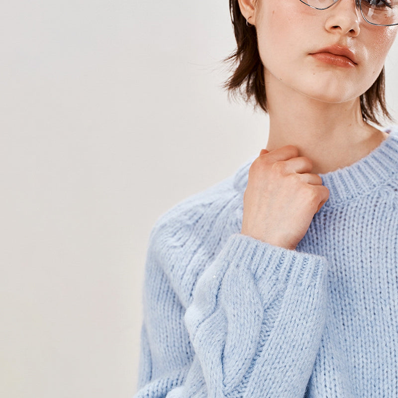 ZhiKnit Wool asymmetrical cable-knit sweater with a plush feel
