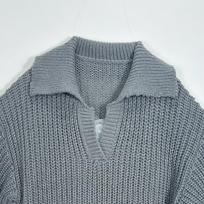 ZhiKnit Women Overized Puff Long Sleeve V Neck Knitted Polo Pullover Sweater Jumper Tops sweater sweaters for women
