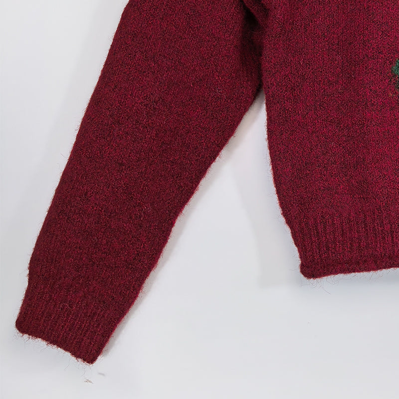 ZhiKnit Women's Christmas sweater paired with innovative printed round neck sweater pullover neck sweater
