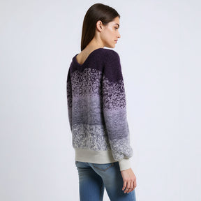 Women's Striped Colorful Sweater Long Sleeves V territory CrewNeck