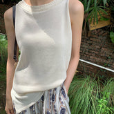 ZhiKnit Women Crochet Swimsuit Cover Up Sleeveless Hollow Out Long Swimwear Coverup 2025 Split Mesh Beach Dress