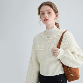 ZhiKnit Womens Turtleneck Sweater Heart Pom Pom Pullover Sweaters Long Sleeve Loose Chunky Knit Sweater Tops