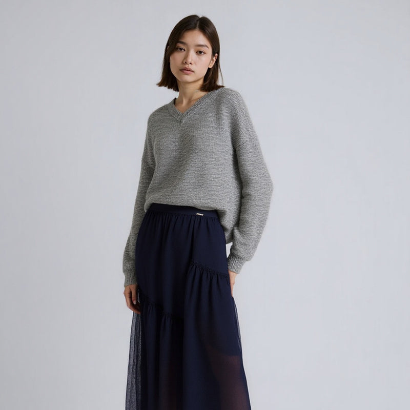 ZhiKnit Women’s V Neck Sweaters Long Sleeve Ribbed Soft Knit Pullover Cozy Lightweight Casual Tops