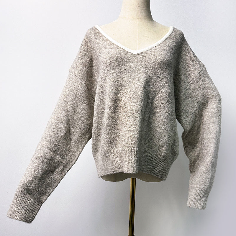 ZhiKnit Womens Sweaters Dressy Casual Long Sleeve V Neck Lightweight Ribbed Knit Wool Pullover Jumper Top