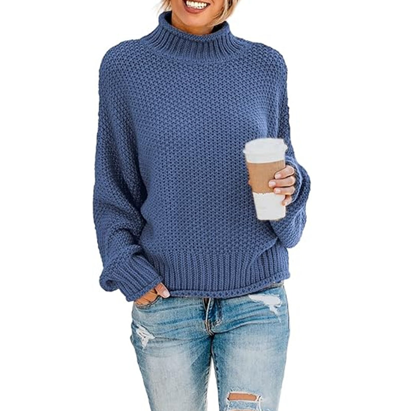 ZhiKnit Womens 2025 Winter Fall Solid Turtleneck High Neck Balloon Long Sleeve Sweaters Pullover Outerwear sweaters for women sweaters for women sweaters for women