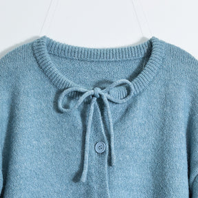 ZhiKnit  Women's Front Strap Bow Cardigan Sweater Thick Loose Coarse Knitted Long Sleeve Fashion Autumn/Winter Jacket Coat