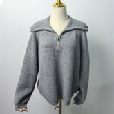 ZhiKnit Quarter Zip Pullover Sweaters for Women Trendy V Neck Long Sleeve Fall Sweaters Solid Knit Chunky Sweater