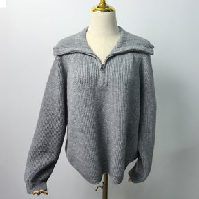 ZhiKnit Quarter Zip Pullover Sweaters for Women Trendy V Neck Long Sleeve Fall Sweaters Solid Knit Chunky Sweater