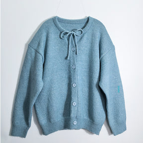 ZhiKnit  Women's Front Strap Bow Cardigan Sweater Thick Loose Coarse Knitted Long Sleeve Fashion Autumn/Winter Jacket Coat