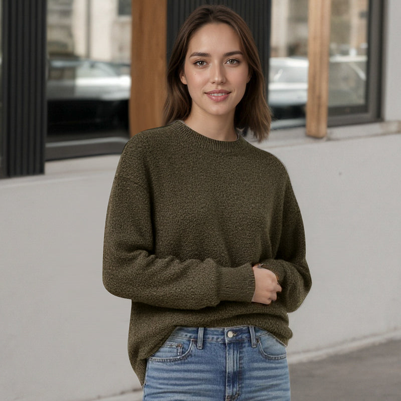 Thick round neck loose fitting head CrewNeck crewneck sweatshirts women crewneck sweater