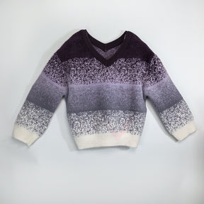 Women's Striped Colorful Sweater Long Sleeves V territory CrewNeck