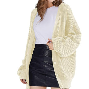 ZhiKnit Cardigan Sweaters for Women 100% Cotton Button-Down Long Sleeve Oversized Knit Outerwear