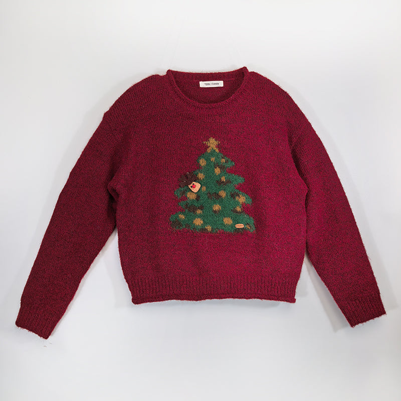 ZhiKnit Women's Christmas sweater paired with innovative printed round neck sweater pullover neck sweater