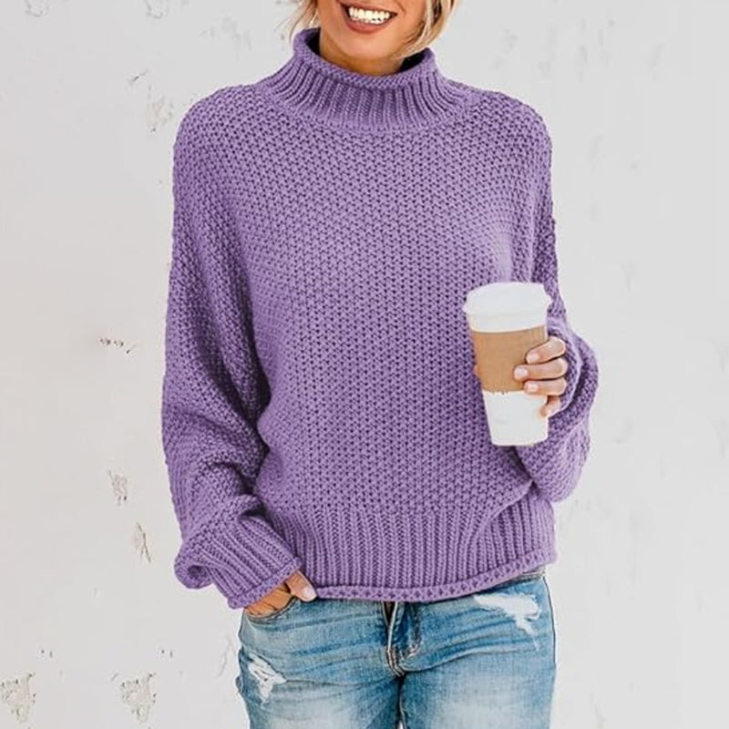 ZhiKnit Womens 2025 Winter Fall Solid Turtleneck High Neck Balloon Long Sleeve Sweaters Pullover Outerwear sweaters for women sweaters for women sweaters for women