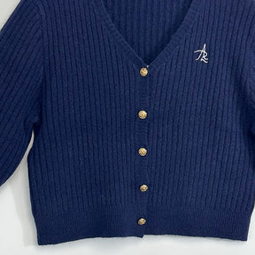 ZhiKnit American retro short fitted knitted cardigan for women, suitable for autumn and winter as an inner layer or base layer top sweater